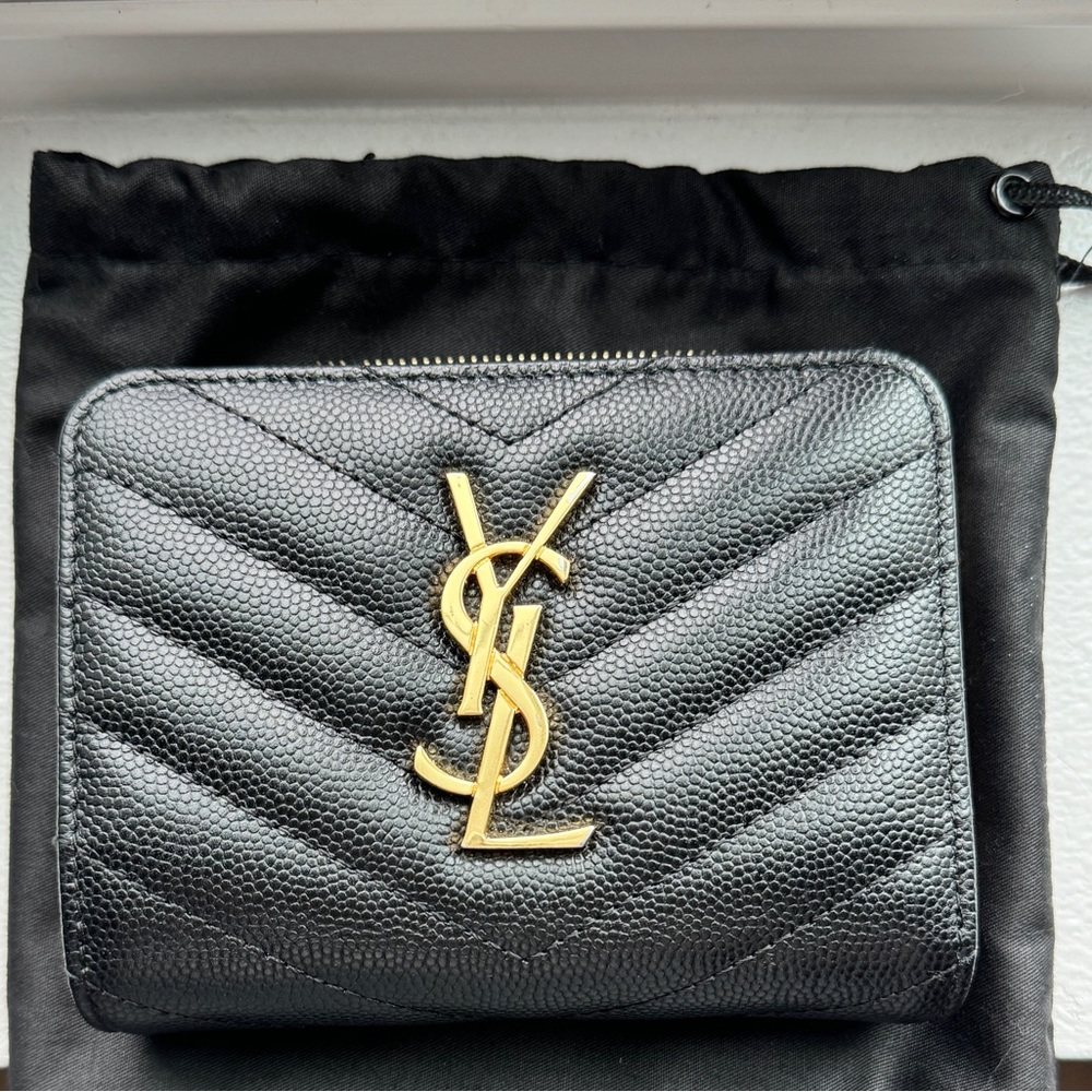 Saint Laurent Cassandre Matelassé Compact ZipAround Wallet YSL